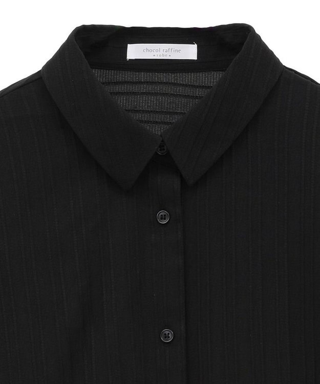 Green Parks サイドドロストショート丈シャツ（無地） Black