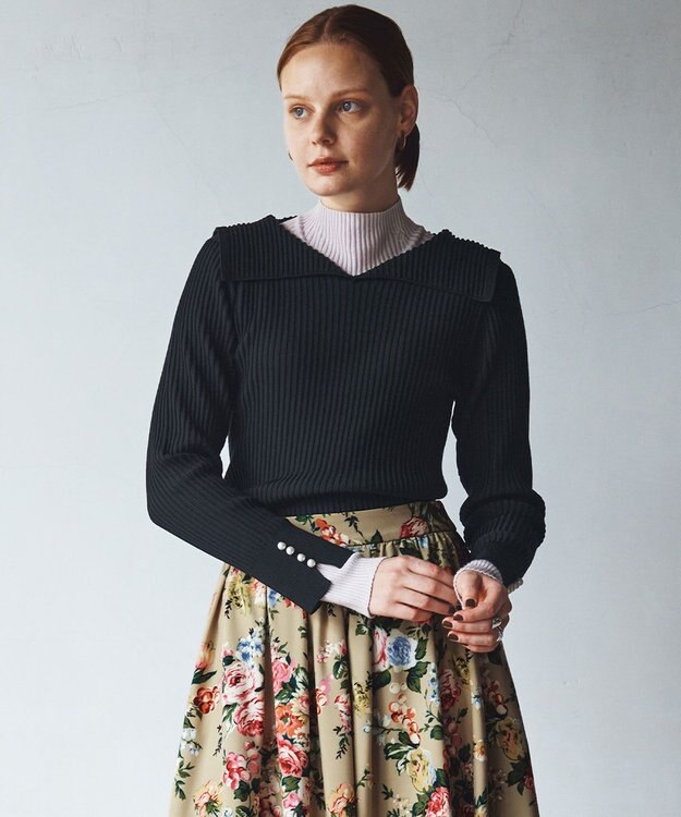 組曲 Elenaリブニット プルオーバー ブラック系