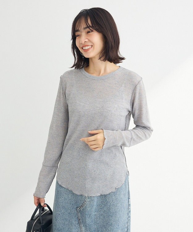 Green Parks シアーワッフルプルオーバー Gray