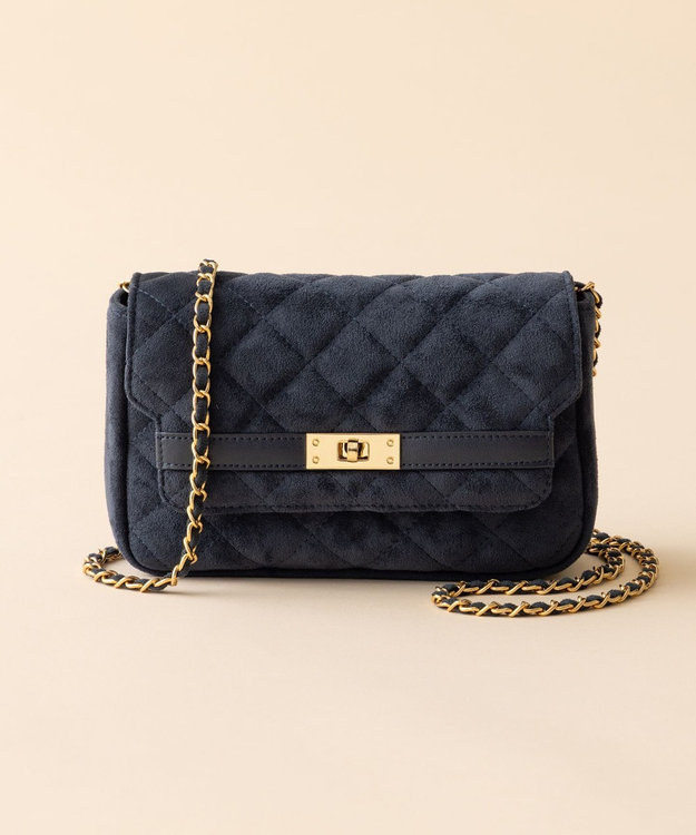 23区 スエード キルティング ショルダーバッグ ダルブルー系