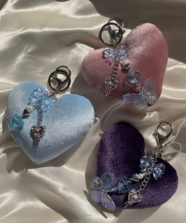 WEGO ベロアハートキーホルダー サックス