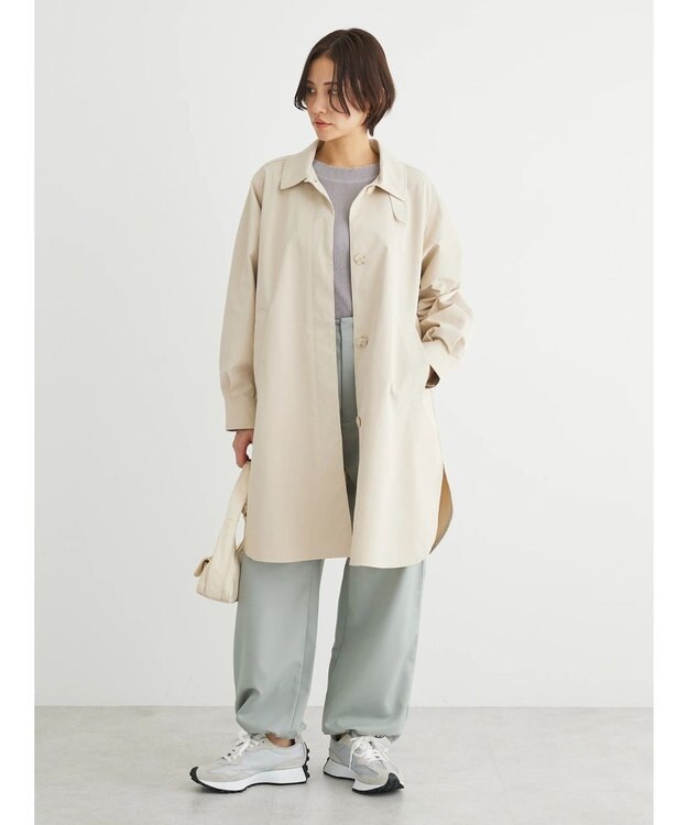 Green Parks 撥水加工　ケア楽ステンカラーミドル丈コート Light Beige