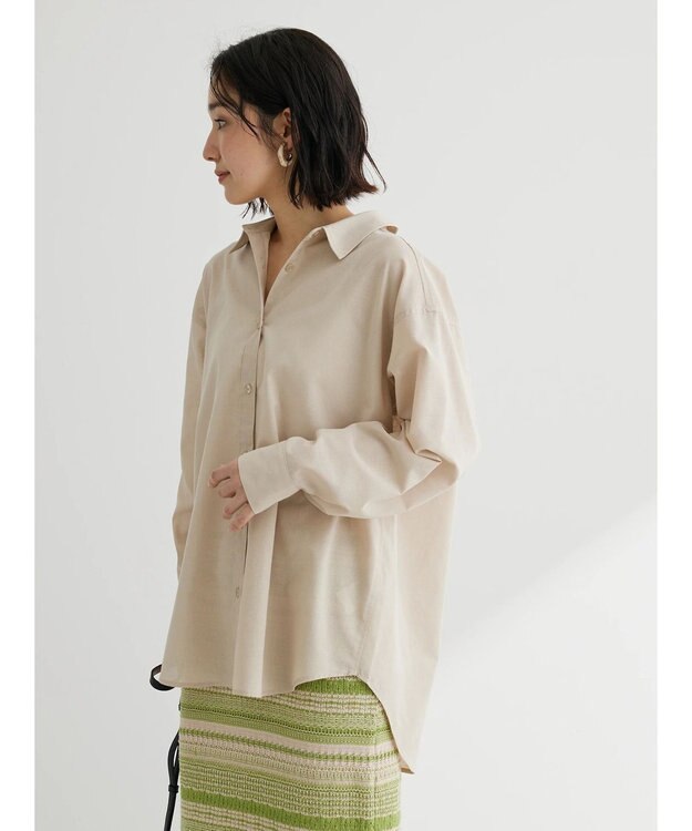 Green Parks 綿麻混レギュラーシャツ Light Beige