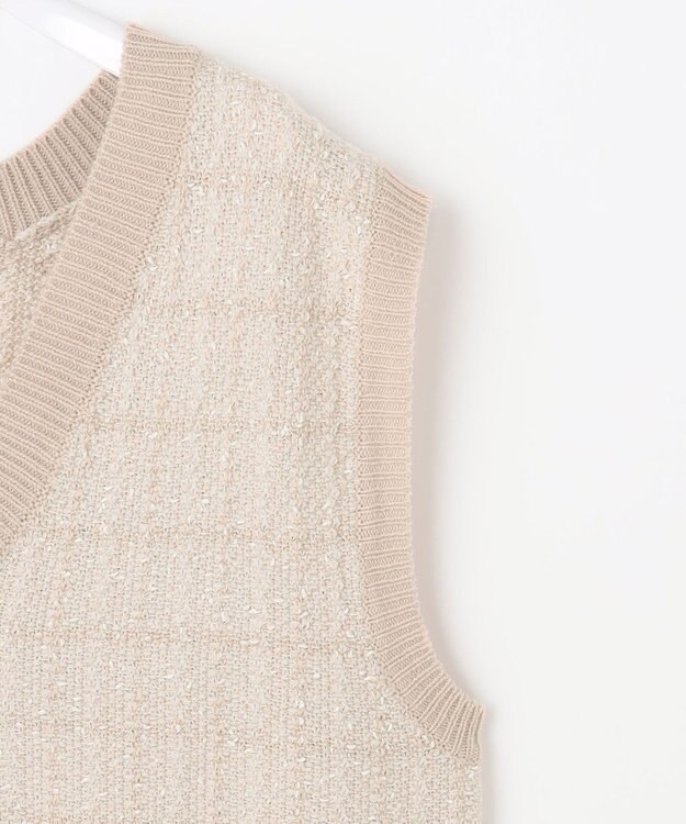 ANY SIS 【洗える】ツイードニット ベスト アイボリー×ベージュ