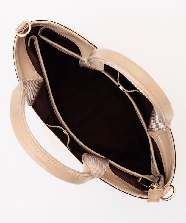 LA BAGAGERIE ツイルナイロン×エナメル 2WAYトートバッグ Mサイズ アイボリー