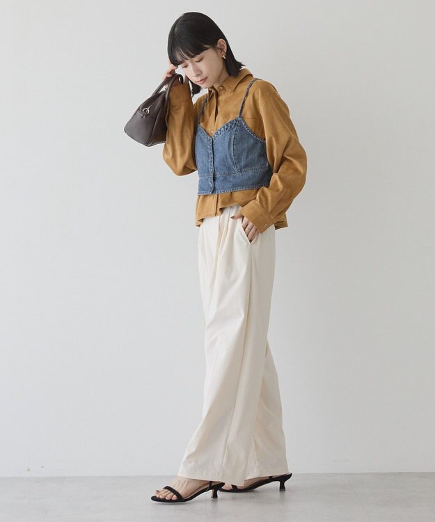 AMERICAN HOLIC Wポケットスエードライクシャツ Camel