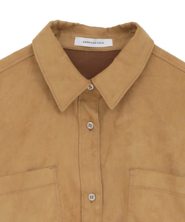 AMERICAN HOLIC Wポケットスエードライクシャツ Camel