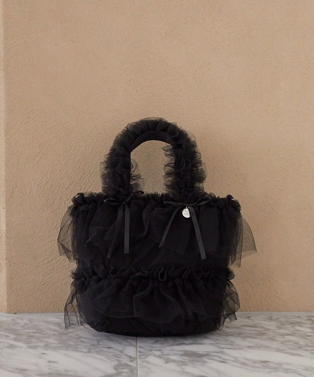 Maison de FLEUR チュールフリル2Wayトートバッグ Black