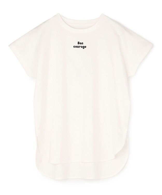 UNFILO BEAUTY FORM ロゴ刺繍フレンチスリーブTシャツ 白[ロゴ小]