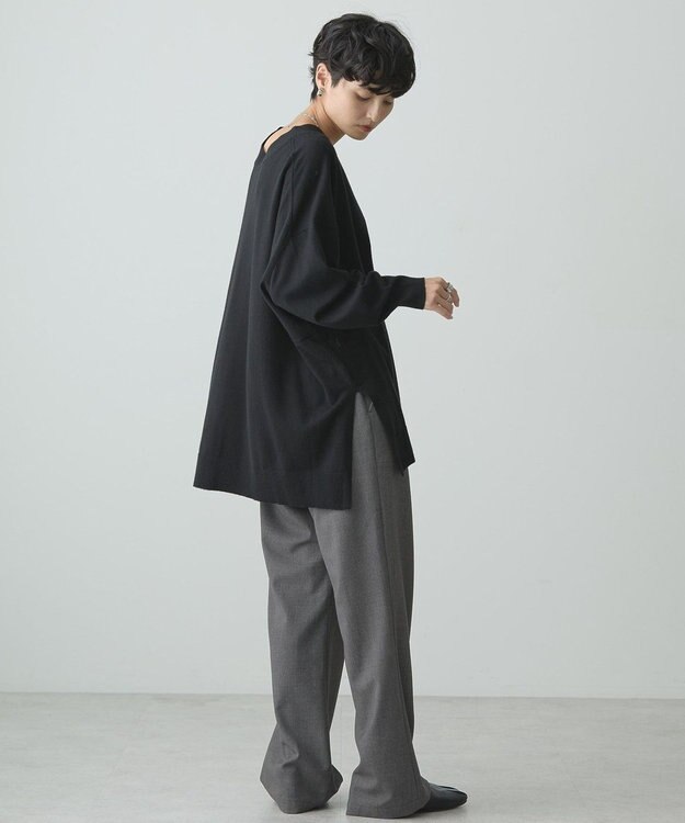 AMERICAN HOLIC バイパチＶネックロングニットプルオーバー Black