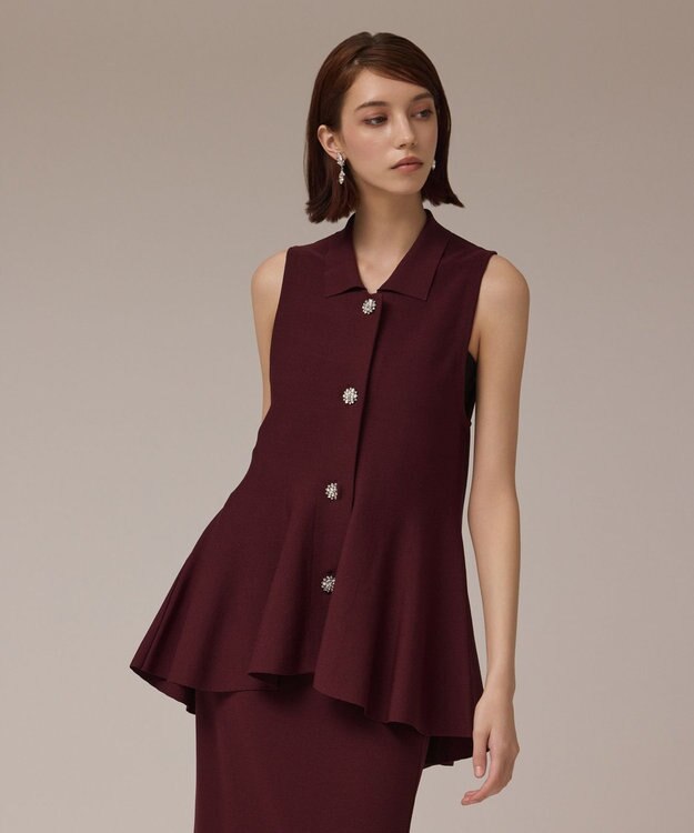 GRACE CONTINENTAL ビジューニットベスト ボルドー