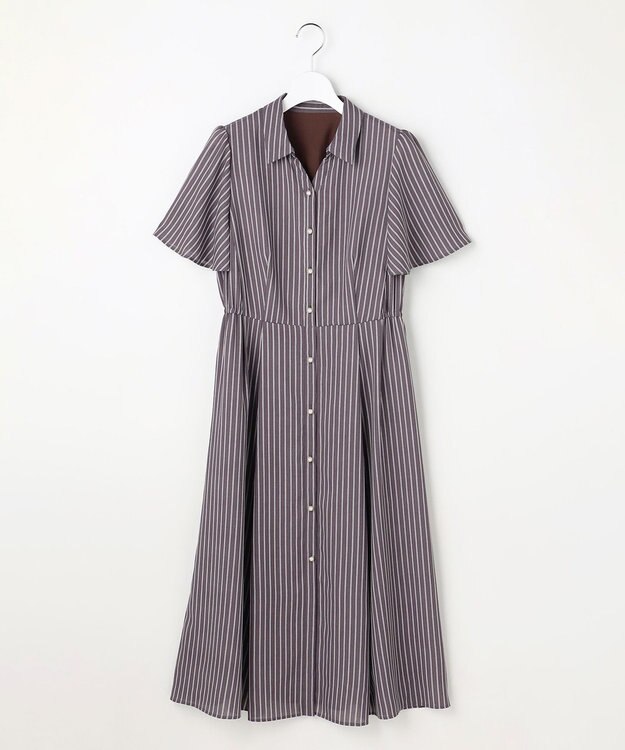 ANY SIS スムージーポリエステル ワンピース スレートストライプ