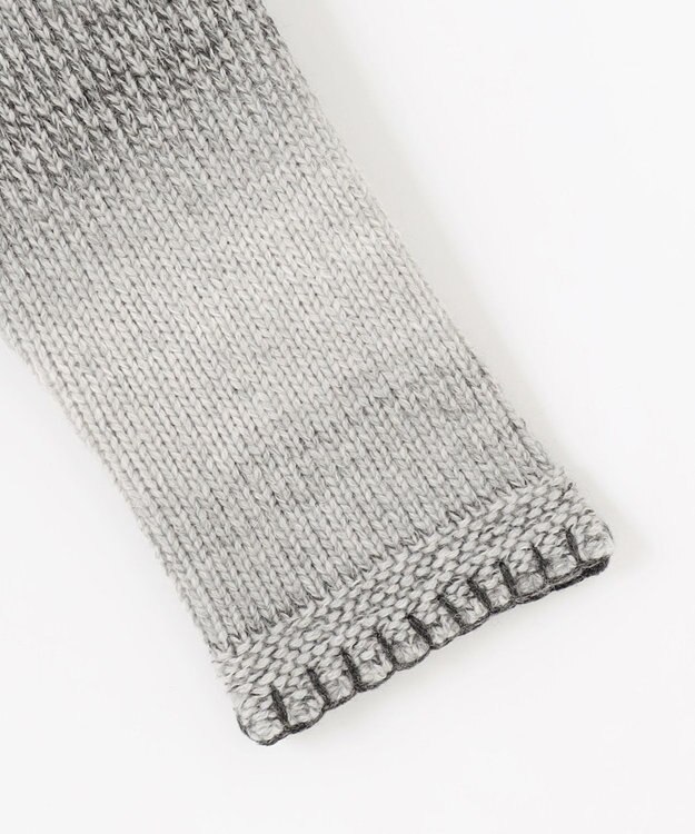 JOSEPH ABBOUD 【キングサイズ・インポート素材/アルパカブレンド/軽い】アルパカブレンドかすりボーダー ニット ジャケット ライトグレー系2