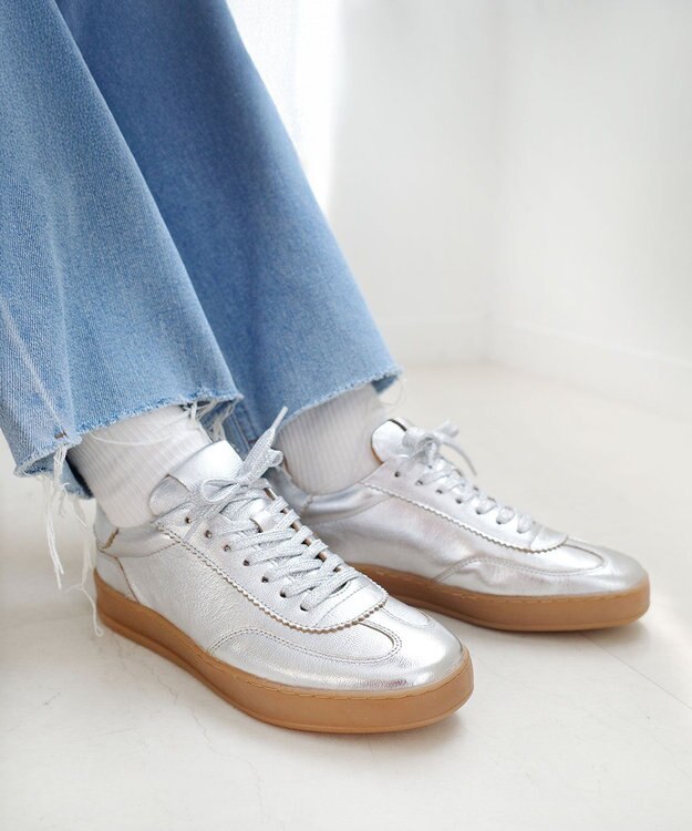 Pointer 本革シンプルスニーカー シルバー