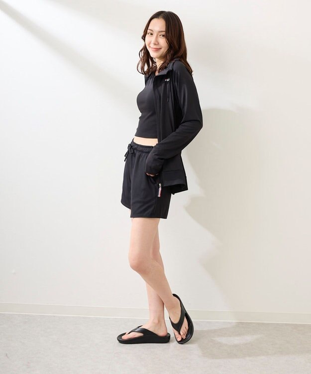 OP／FILA 【FILA】ラッシュガードブロックメッシュ スタンドカラージャケット ブラック