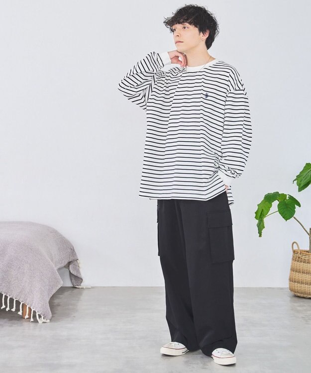 WEGO 【ユニセックス着用ITEM/MLサイズ展開】U.S. POLO ASSN.ワンポイント刺繍LST ホワイトボーダー