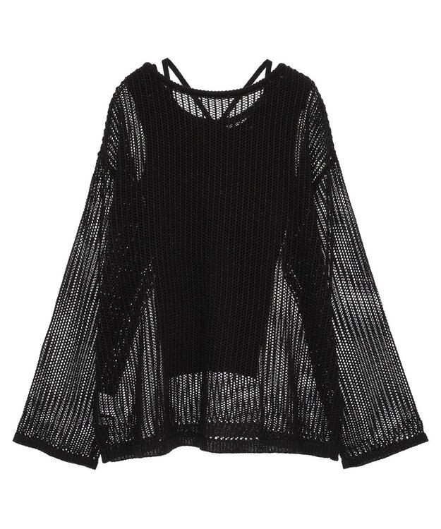 earth music&ecology ＳＥＴ２点メッシュプルオーバー＋タンクトップ Black