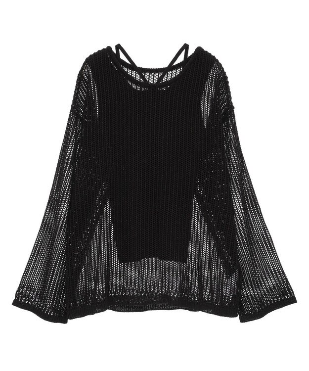 earth music&ecology ＳＥＴ２点メッシュプルオーバー＋タンクトップ Black