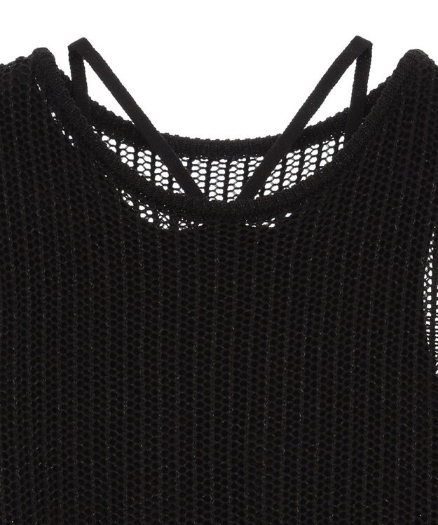 earth music&ecology ＳＥＴ２点メッシュプルオーバー＋タンクトップ Black