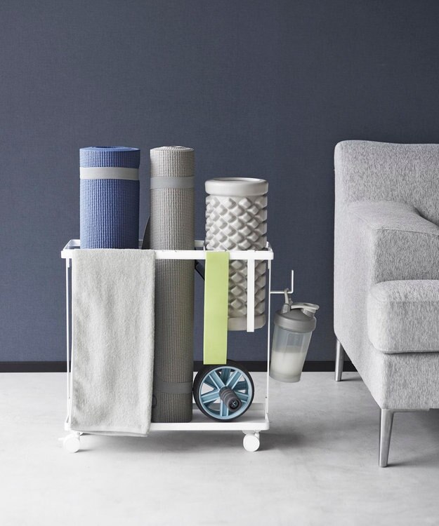 tower キャスター付きフィットネスグッズ収納ラック タワー ホワイト ホワイト