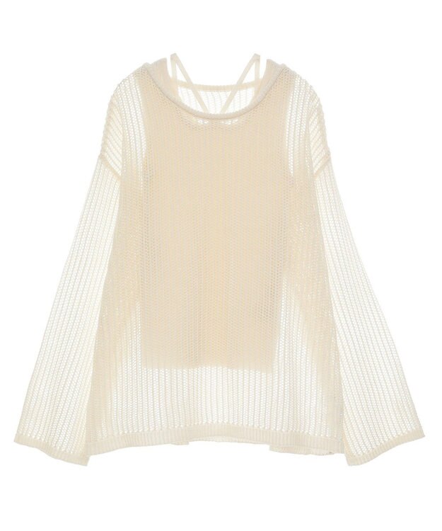 earth music&ecology ＳＥＴ２点メッシュプルオーバー＋タンクトップ Ivory