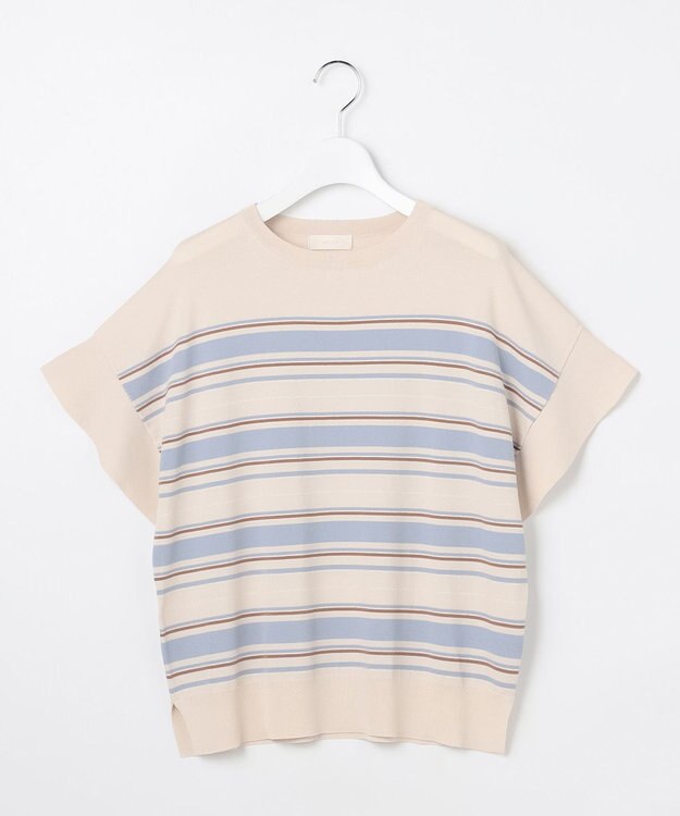 ANY SIS 【and GIRL掲載/アイスタッチ】フレンチスリーブ ニット ベージュボーダー