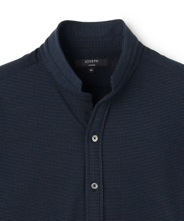 JOSEPH HOMME 【新素材】グリットタックジャージー　ウィングカラーシャツ ネイビー系
