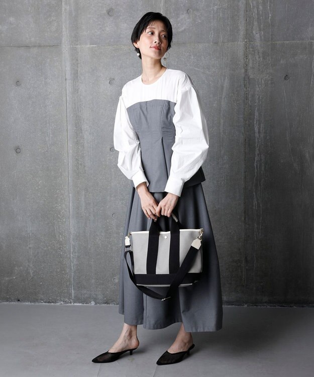 TOPKAPI 【Breath TOPKAPI】スコッチグレイン ネオレザー トート バッグ ショルダー付き M グレージュ