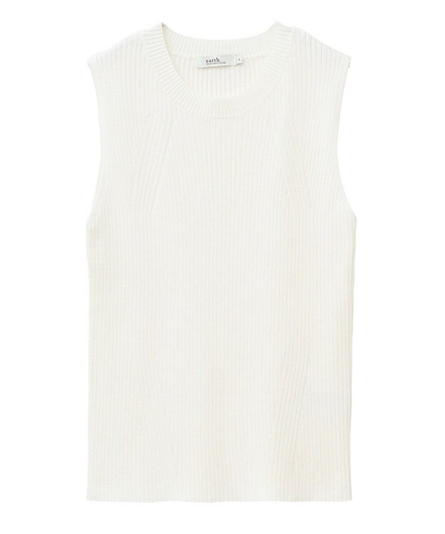 earth music&ecology ランダムリブノースリーブニット Ivory