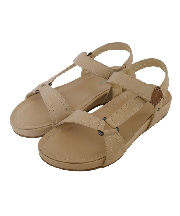 Pointer 天然皮革 本革ストラップサンダル ベージュ