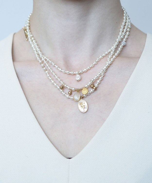 monshiro ロカイルガラスパール チョーカーネックレス ホワイト