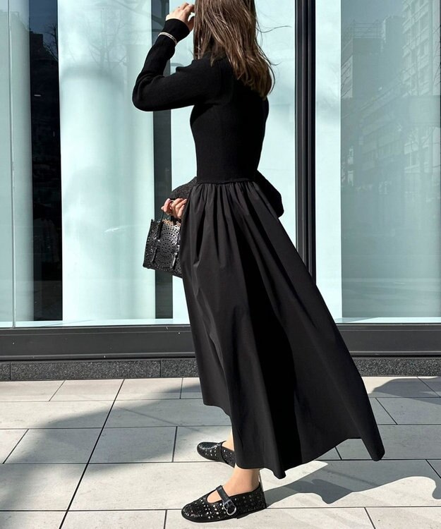 Green Parks AnriettMusee  リブニットドッキングワンピース Off White