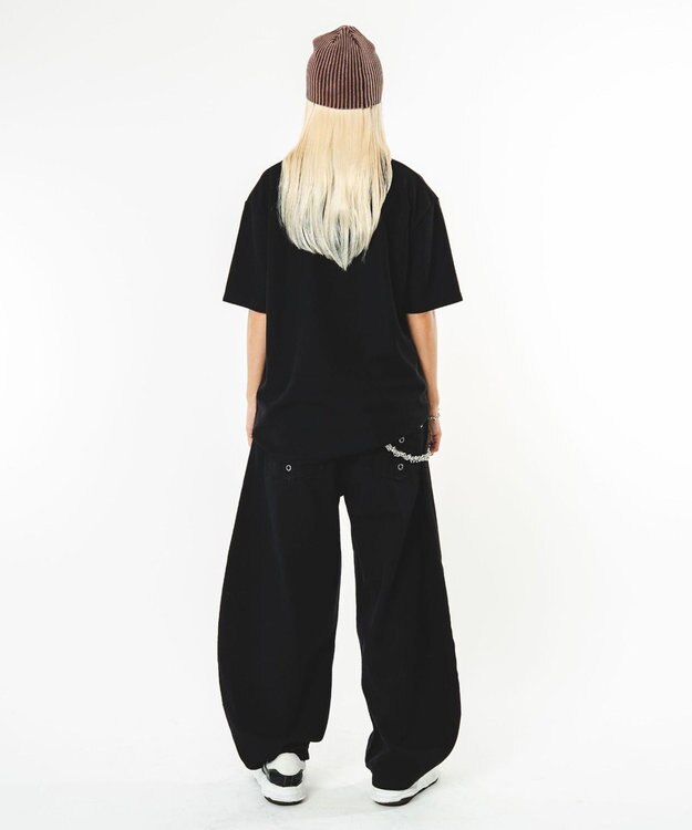 WEGO 【ユニセックス着用ITEM】ハトメバッククロスモチーフパンツ ブラック