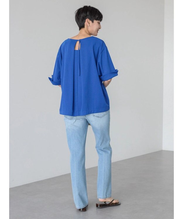 AMERICAN HOLIC 接触冷感バックタック袖折り返しカットプルオーバー Blue