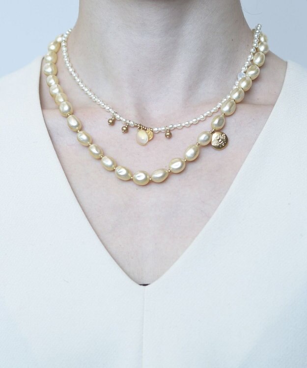 monshiro ロカイルガラスパール チョーカーネックレス ホワイト