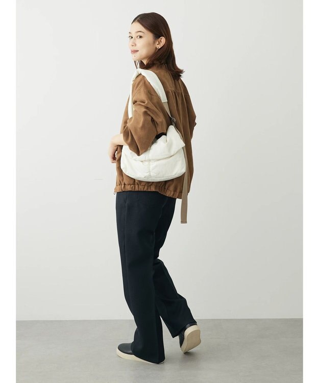 Green Parks スウェード調ギャザーブルゾン Brown