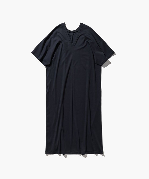 ATON 80/ FRESCA SMOOTH | クルーネックドレス NAVY