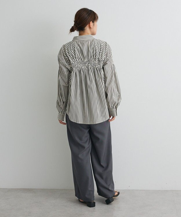 CRAFT STANDARD BOUTIQUE バックデザインレギュラーカラーシャツ Stripe Gray