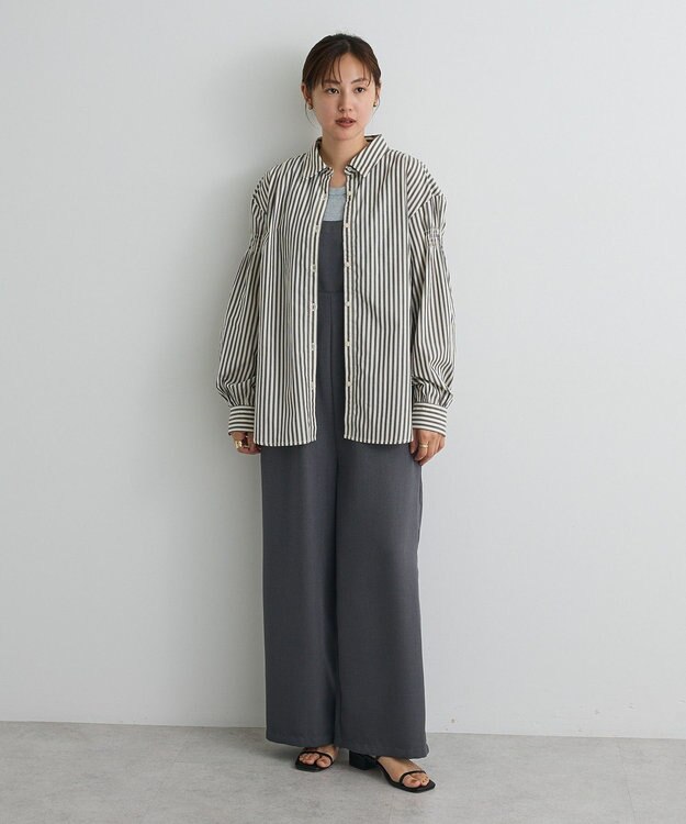 CRAFT STANDARD BOUTIQUE バックデザインレギュラーカラーシャツ Stripe Gray