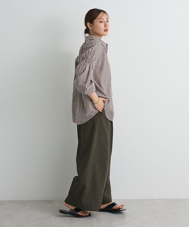 CRAFT STANDARD BOUTIQUE バックデザインレギュラーカラーシャツ Stripe Brown