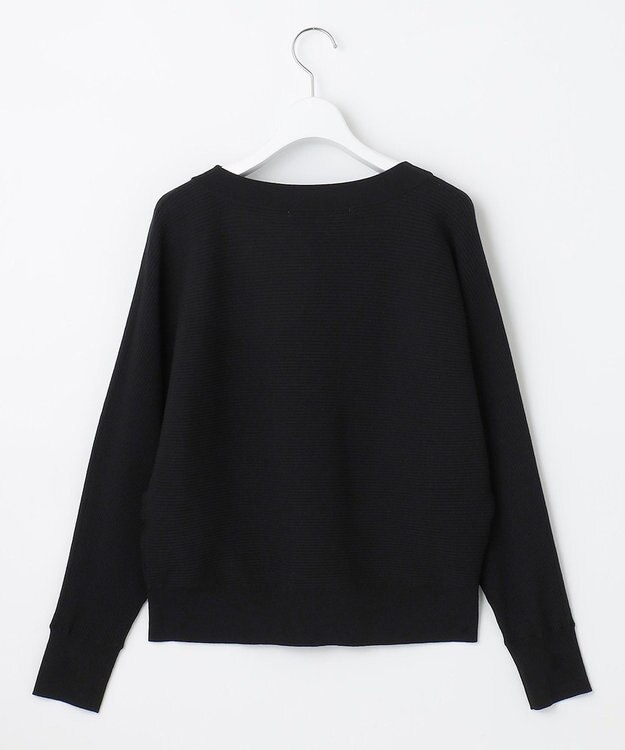 自由区 【洗える/セット可】レーヨンストレッチ ドルマンスリーブニット ブラック系