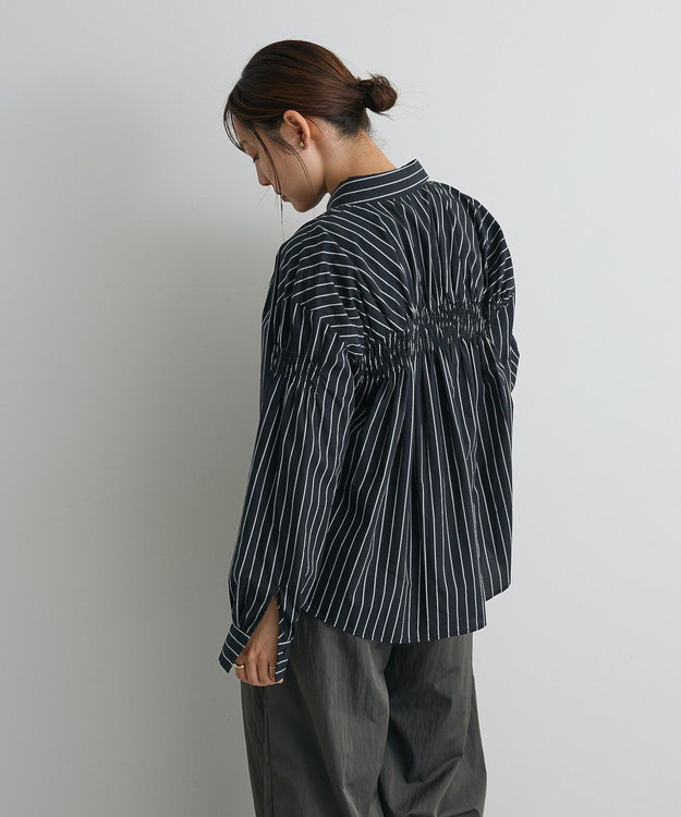 CRAFT STANDARD BOUTIQUE バックデザインレギュラーカラーシャツ Stripe Navy