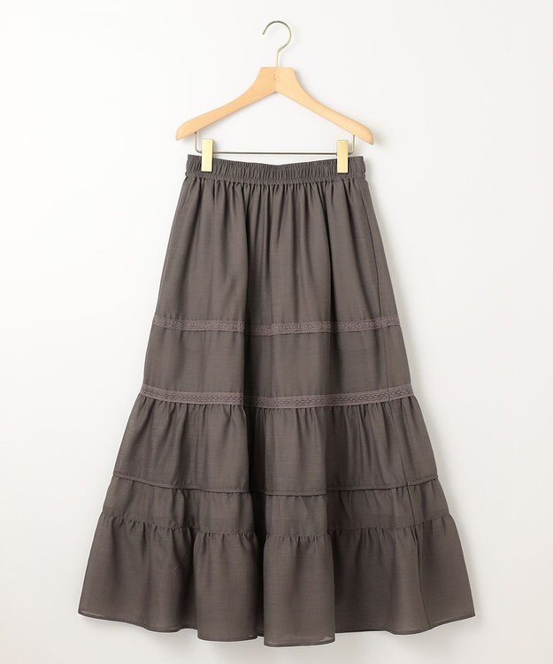 組曲 【洗える】レーシーボイル スカート ライトグレー系