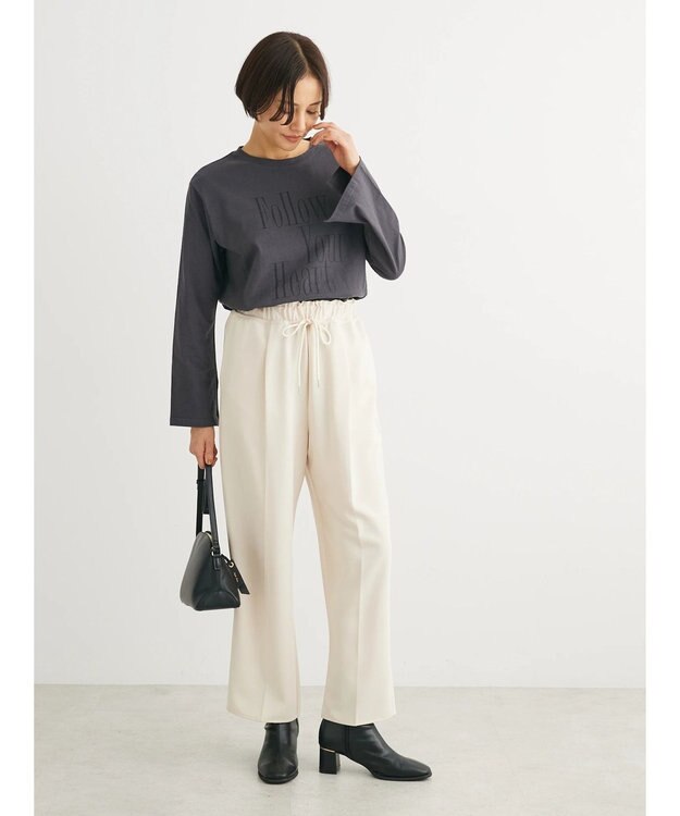 Green Parks ・Ｐｅｔｉｔ　Ｆｌｅｕｒ　ロゴｐｔフレアスリーブロンＴ Charcoal Gray