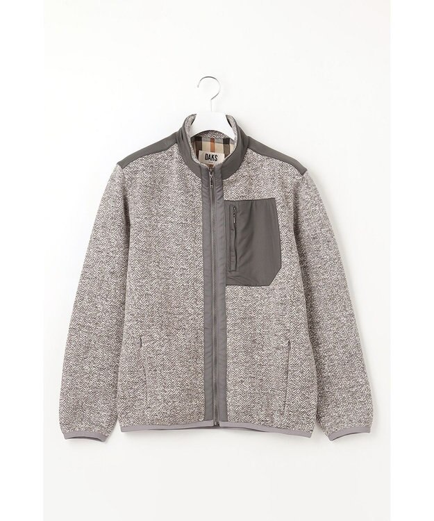 DAKS ツイーディフリース ブルゾン ライトグレー