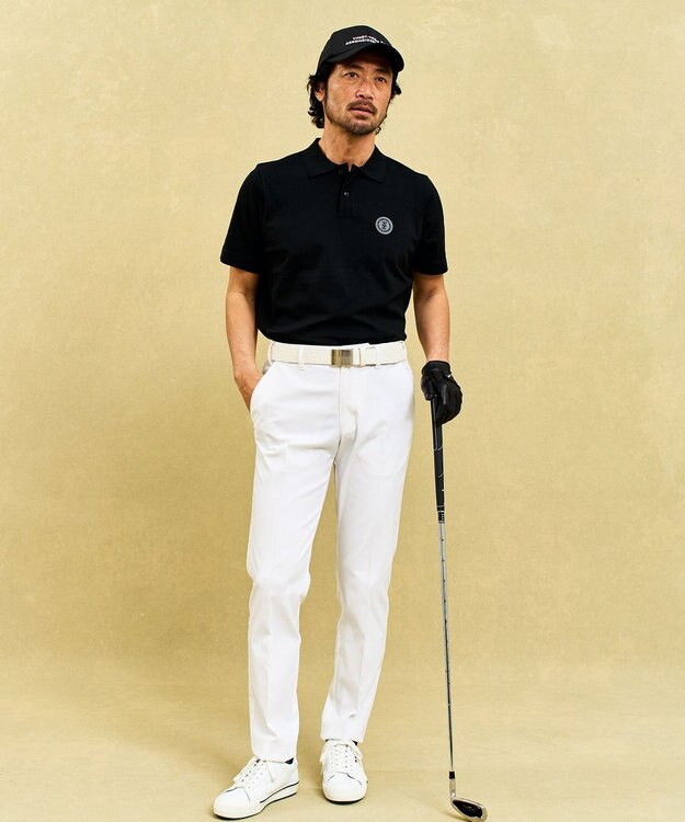 23区GOLF 【MEN】通気性抜群でムレにくい ニットポロシャツ ブラック系