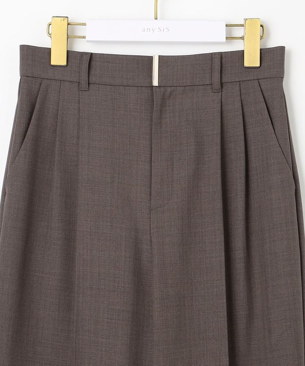ANY SIS S ウーステッドエステル ワイドパンツ モカグレー