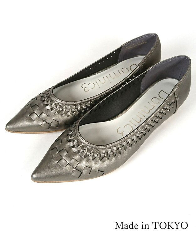Dominic3 編み込みメッシュ ソフトパンプス ブロンズ