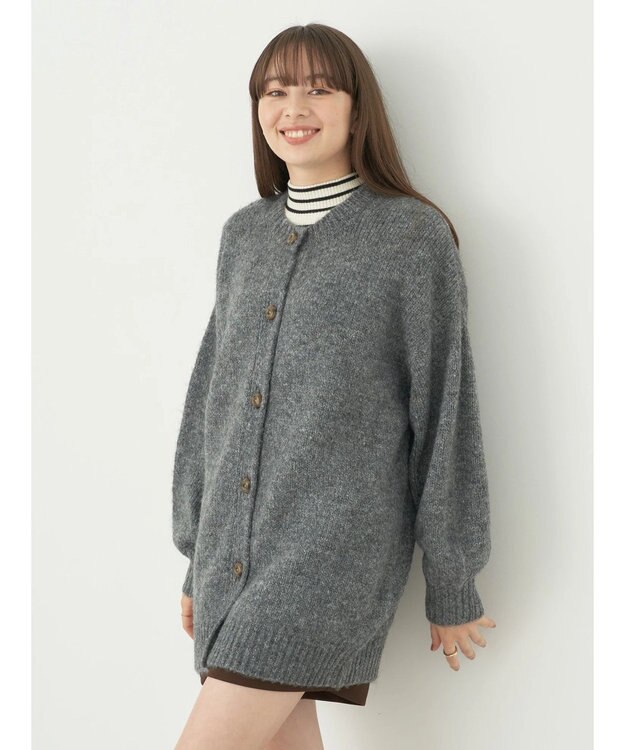 earth music&ecology ファンシーヤーンメランジカーディガン Dark Gray Mixture