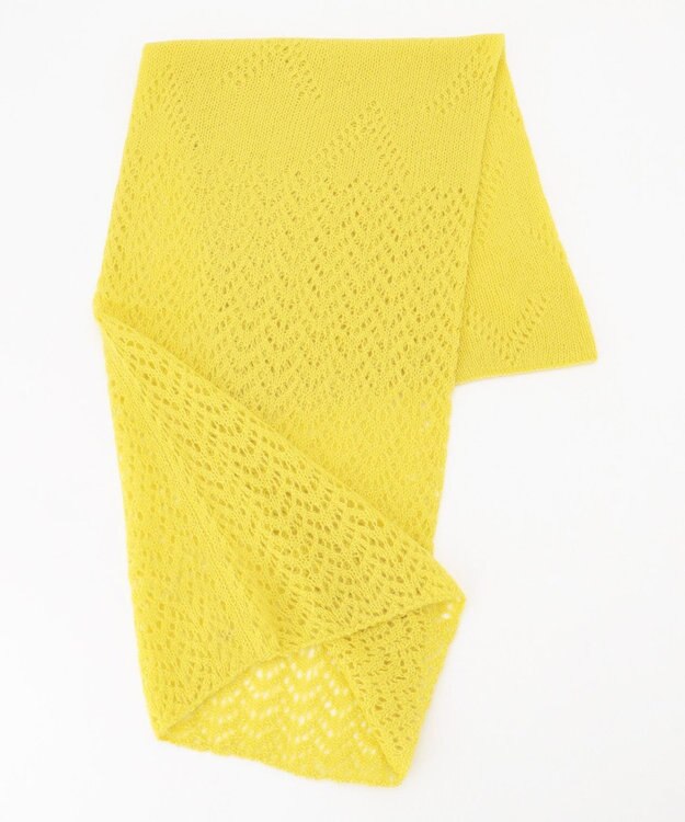 MOONBAT 【カシミヤ100%】2WAYレーシーニットスヌードマフラー レモンイエロー